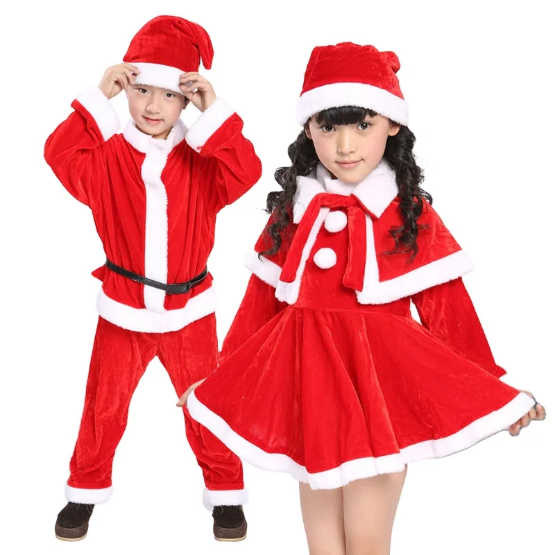 

High quality and comfortable Christmas costumes for boys and girls pure cotton costumes holiday celebration costume Santa
