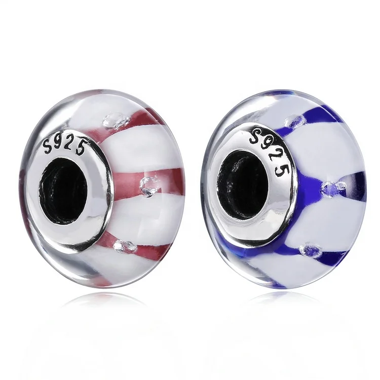 

High quality red blue glass beads marble charms for bracelet making
