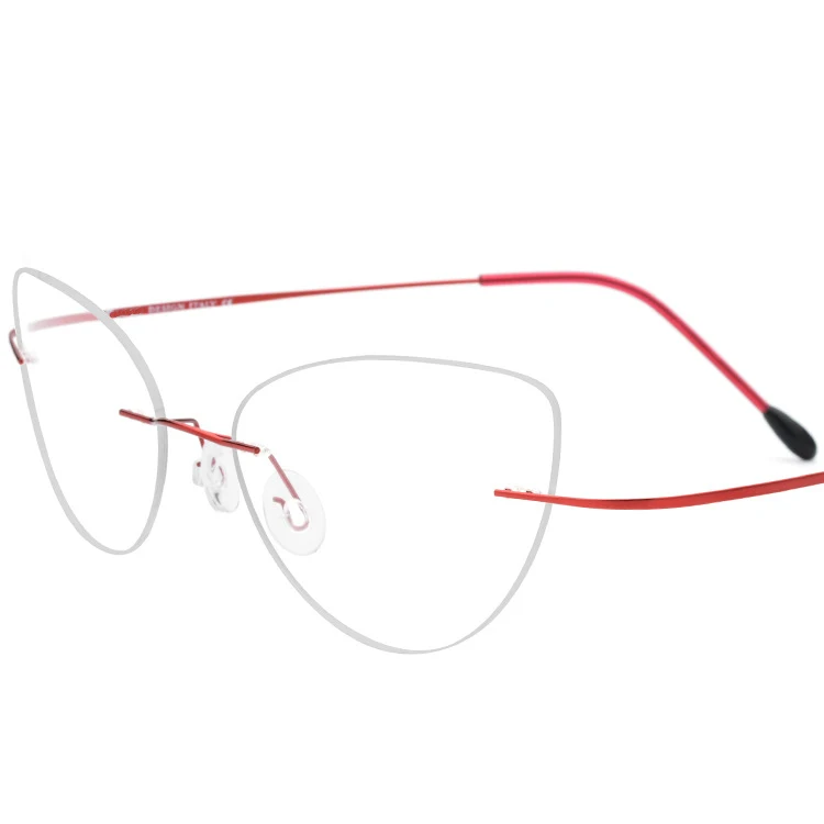 

Rimless Glasses Frame Women Cat Eye Titanium Ultralight Prescription Frameless Screwless Optical Eyeglasses Frames