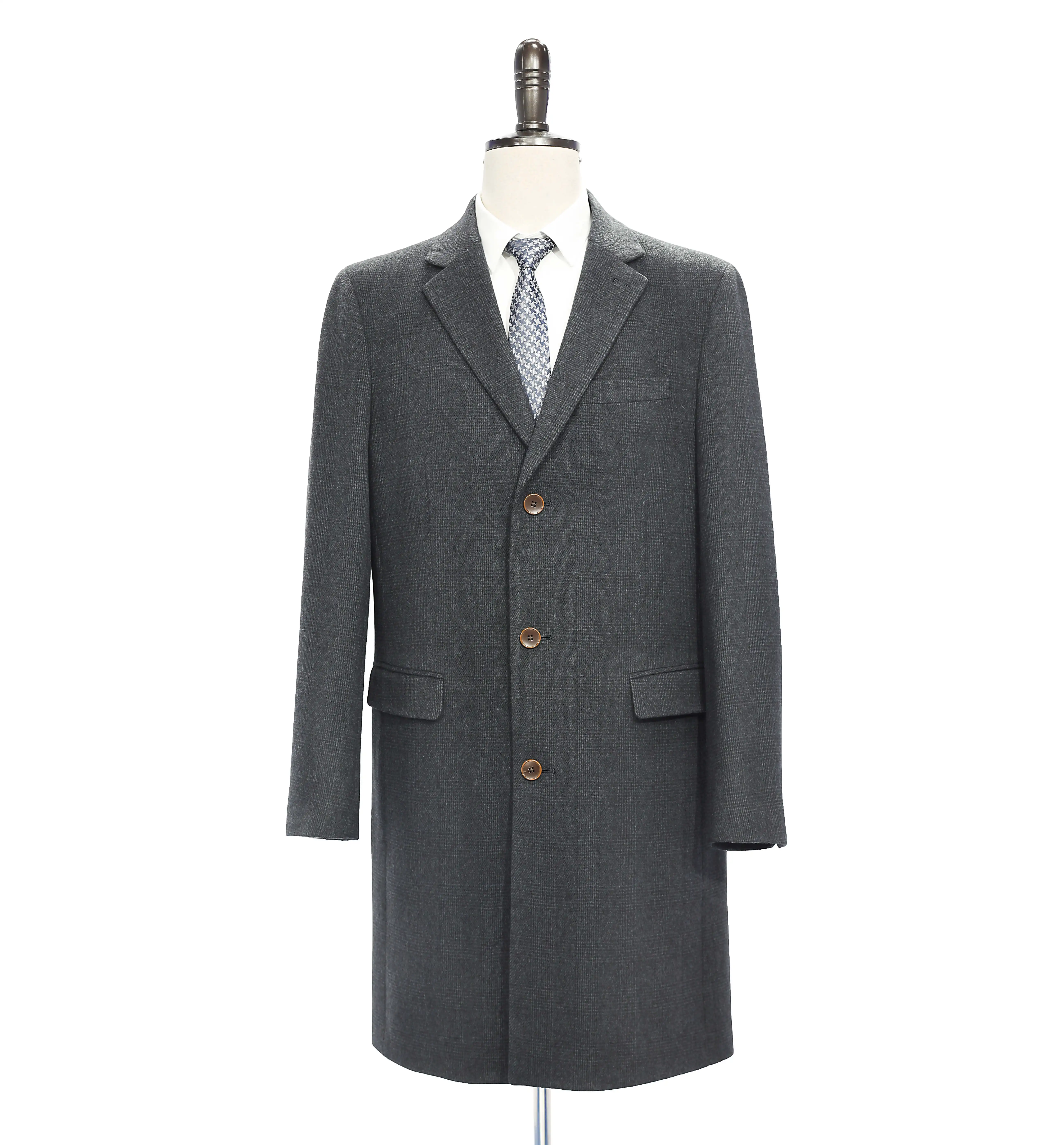 

Men Overcoat In Korean Embroidered Woollen Overcoat Long Overcoat For Men, Dark gray overcoat