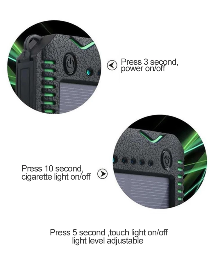 Cigarette Lighter Waterproof 10000mAh Solar Power Bank - ANKUX.COM