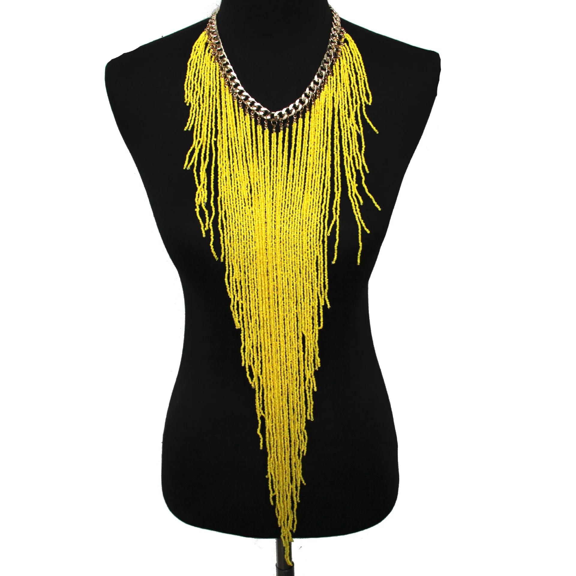 

Bohemian style exaggerated personality long bead tassel necklace ethnic jewelry gift versatile necklace accessories