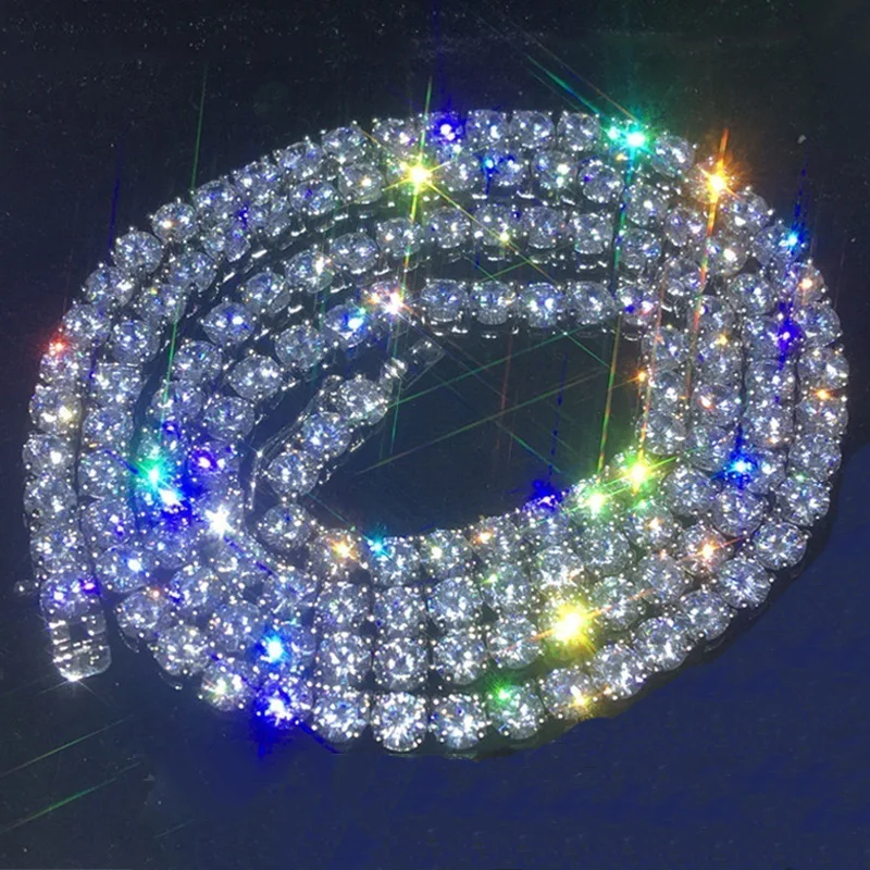 

Punk Hip Hop Rhinestone Tennis Chain Necklace Men Women Iced Out Chain Link Necklace Mens Jewelry 3/4/5mm Tennis Chain