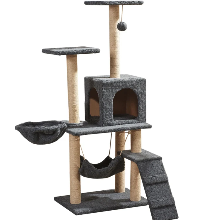 

Custom Pet Condo Natural Sisal Wood Soft Warm Climbing Scratcher Furniture Cat Tree House Tower