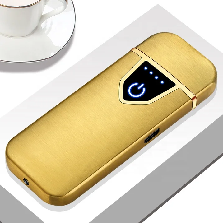 

Fashionable Rechargeable Cigarette Touchscreen Flameless Arc USB Coil Electric Lighter, Satin