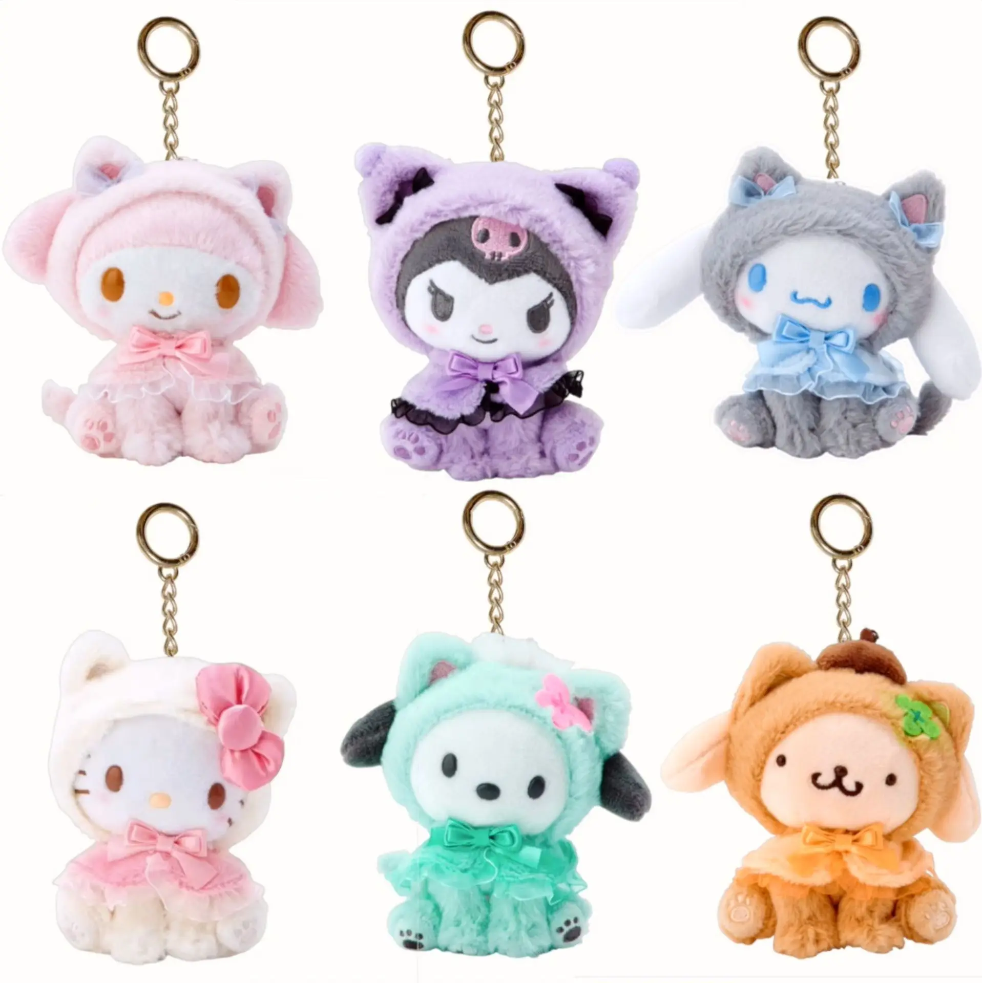 

Cute Stuffed Animal Sanrio Plush Kids Toys My Melody Kuromi Keychain Soft Plush Pendant