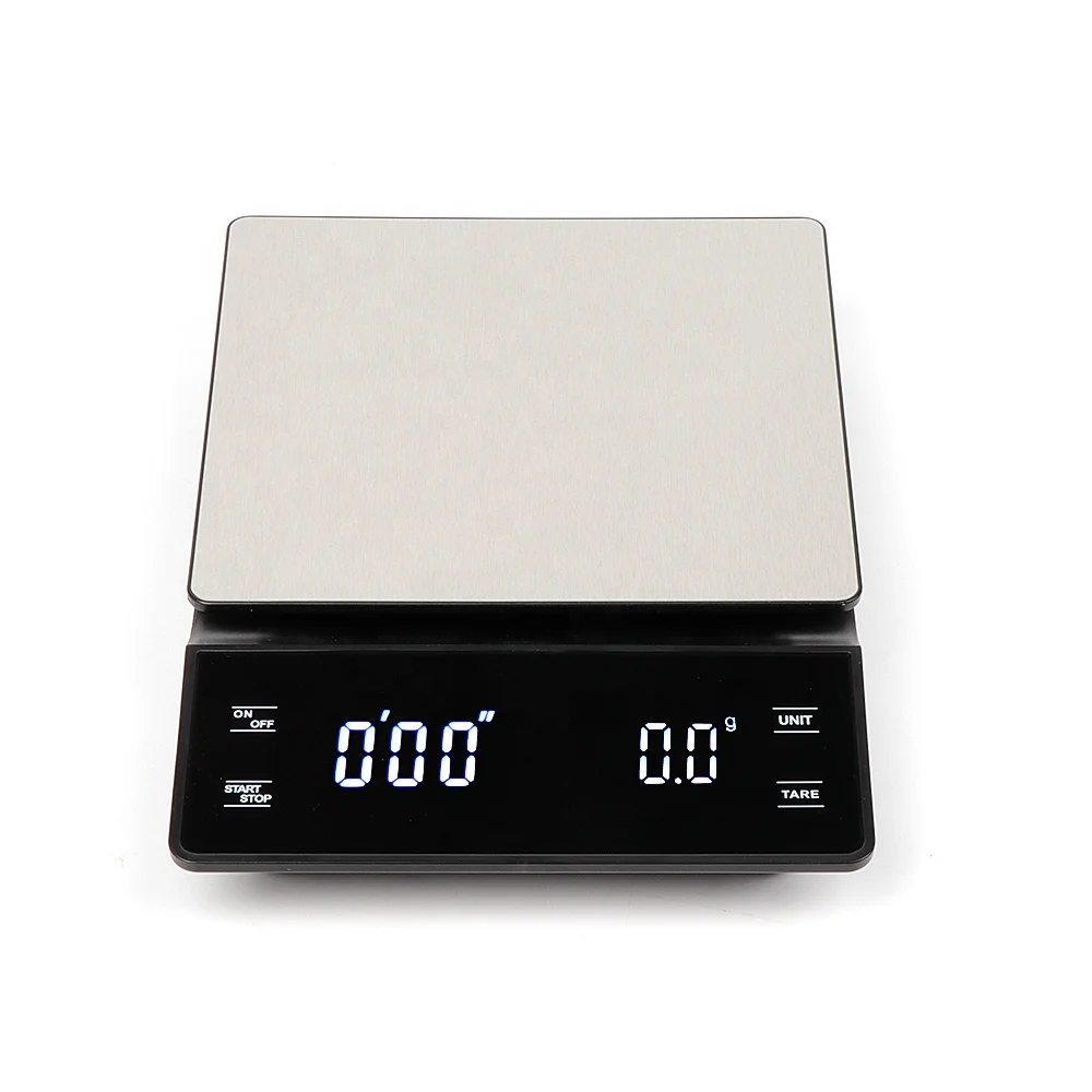 

3kg LED Digital Coffee Scale with Timer 0.1g Hand Drip Espresso Manual Brew Coffee Scale, Black