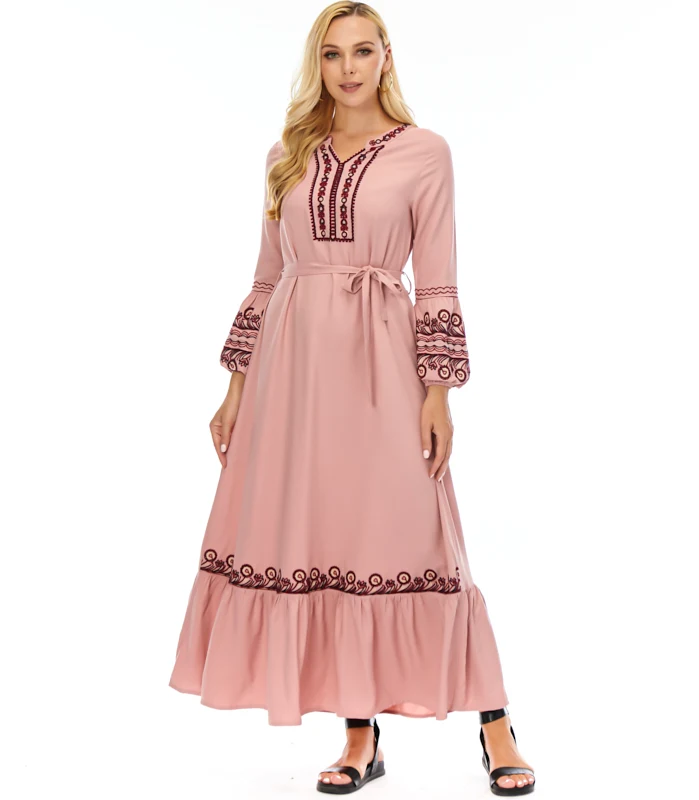 Hot selling wool embroidery abaya dress long sleeve elastic cuff muslim long dress casual maxi muslim dress, Pink/khaki/army green/navy
Hot selling wool embroidery abaya dress long sleeve elastic cuff muslim long dress casual maxi muslim dress, Pink/khaki/army green/navy