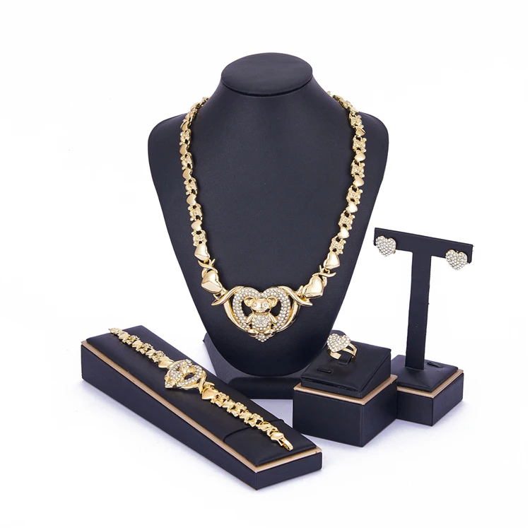 

2021 Love pattern of 14k Gold Jewelryset XOXO Jewelry Set I Love You Bear Jewelry Sets Lovely and Hot Design XOXO Necklace, Picture shows