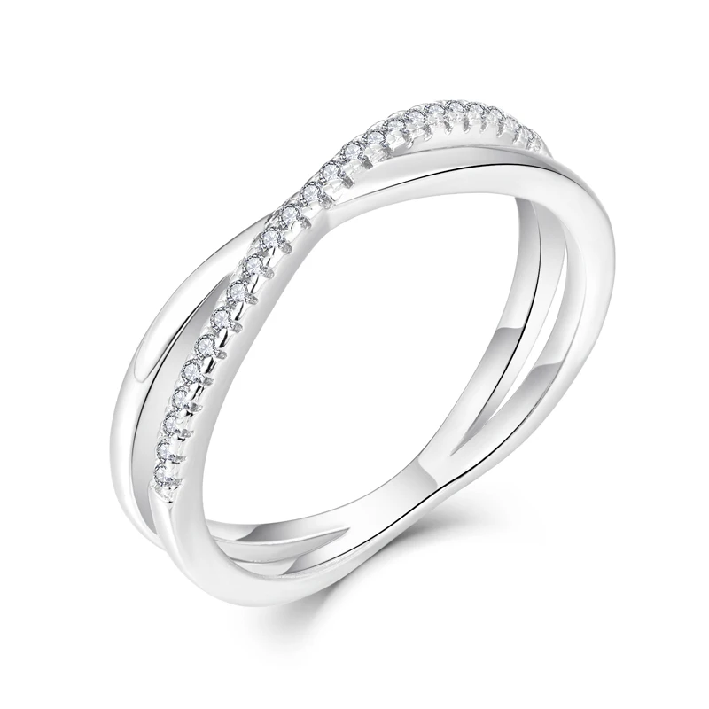 

2022 New fashion factory price 925 sterling silver X cross simple ring silver 925 rose gold rings for girls women