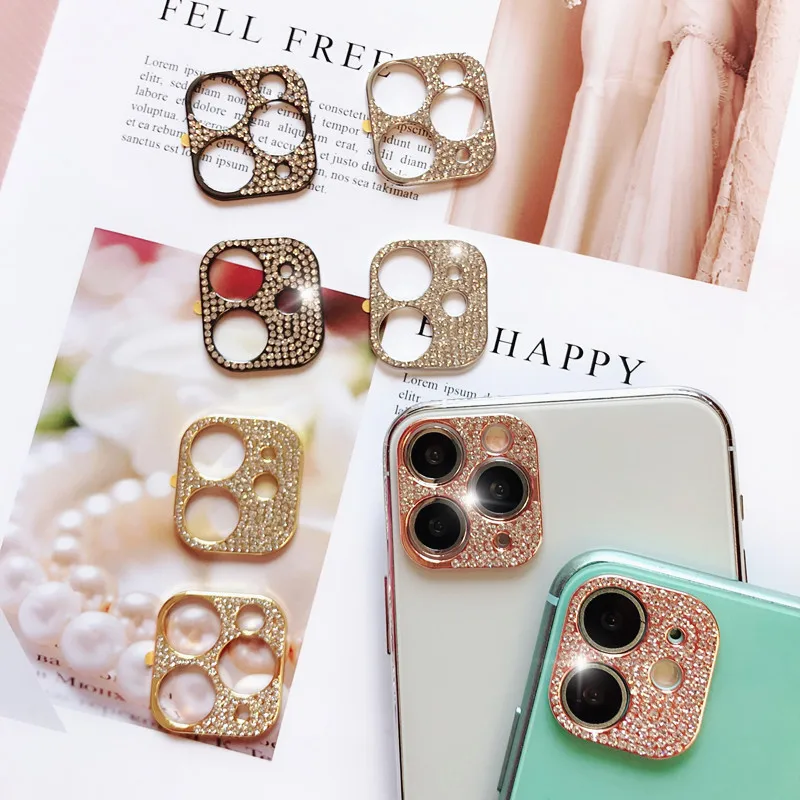 

Luxury 3D Glitter Diamond Rhinestone For Iphone 13 11 12 Mini Pro Max Camera Protector Screen Cover Camera Lens Accessories, As picture shows