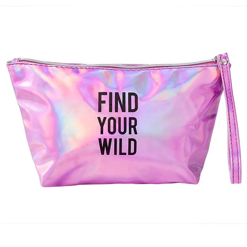 

Make Up Pu 3d Storage Organizer Makeup Holographic Zipper Tote Transparent Sliver Laser Cosmetic Bag, Customized color