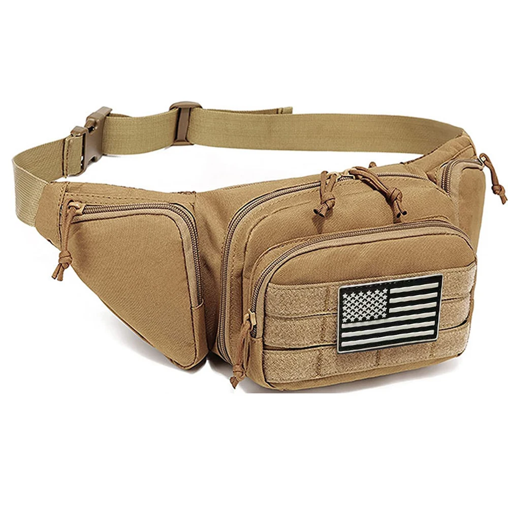 

Tactical Fanny Pack Tear-Resistant Waist Bag Pack With U.S Patch Utility Hip Belt Bumbag For Outdoor Fishing Hiking