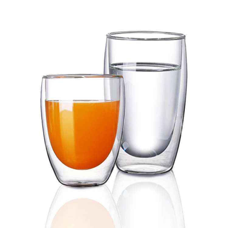 

High Quality Egg Shape Double Wall glass cup 250ml 350ml Coffee Juice Milk Beer Flower Tea, Clear