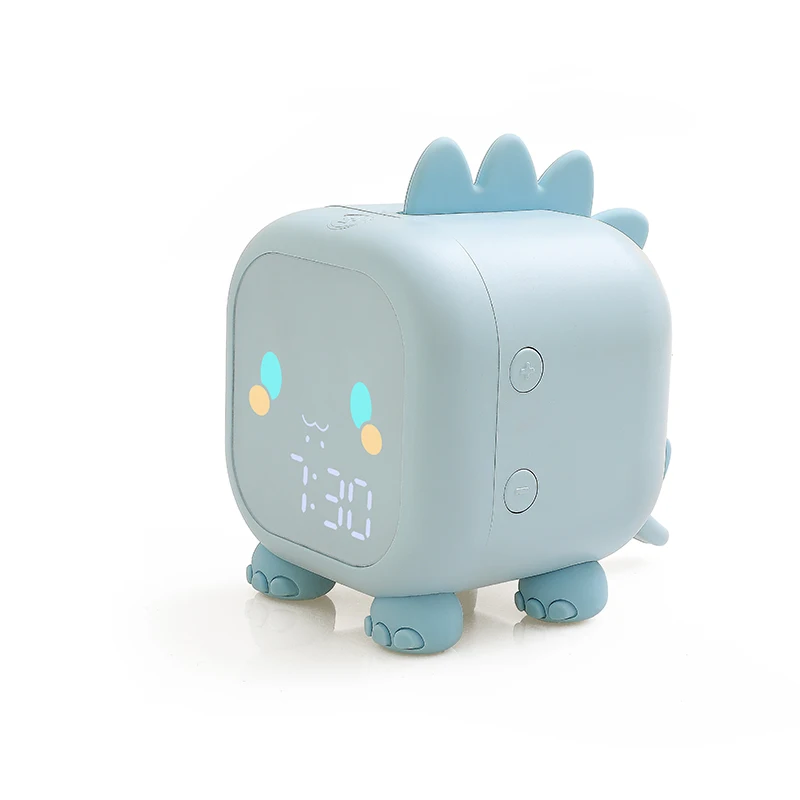 

2021 new dinosaur night light alarm clock children's Smart Led clock sleeping training Alarm Clock, Blue/pink/ green