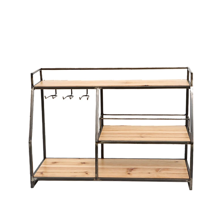 

2022 Factory Direct Wall Hanging Kitchen Integrated Hook Wood Storage Rack