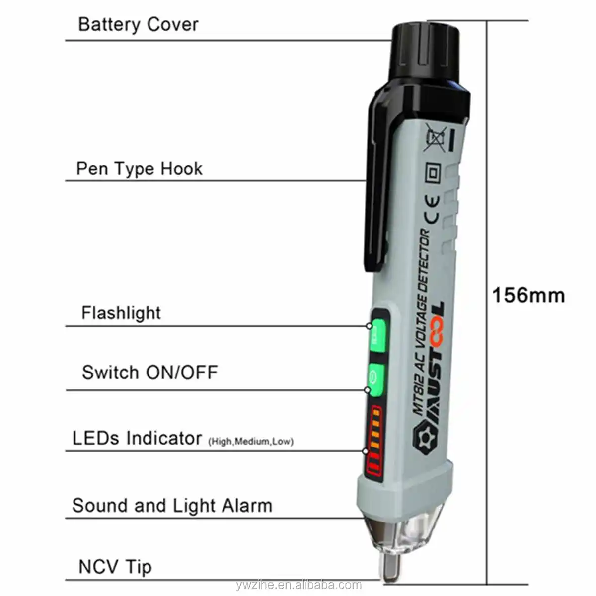 MUSTOOL MT812 Multifunctional AC 12-1000V Non Contact Voltage Tester Pen Live 