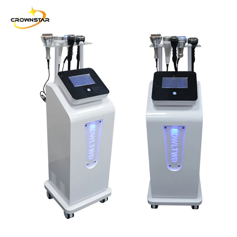 

6 in 1 RF Vacuum 80K Ultrasonic Cavitation Therapy 8D Carving Slimming Machine Body Massaging Weight Loss Beauty Equipment, White