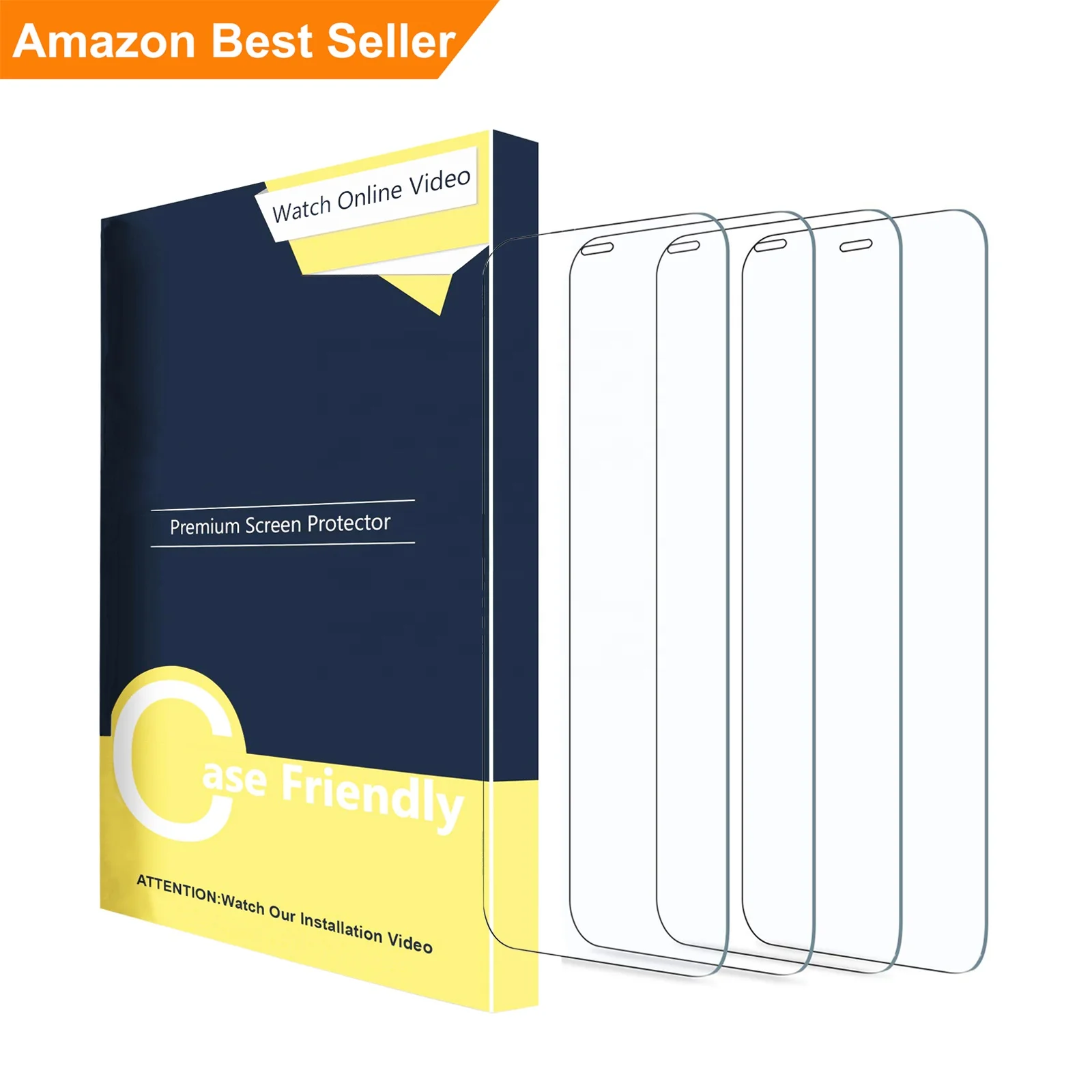 

2021 Amazon Hot Selling Case Friendly 4-Pack 6.1 Inch Compatible for iPhone 12 /12 pro Tempered Glass Screen Protector