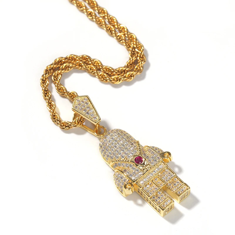 

Blues RTS Zircon Iced Out Cool Mens Astronaut Necklace Pendant