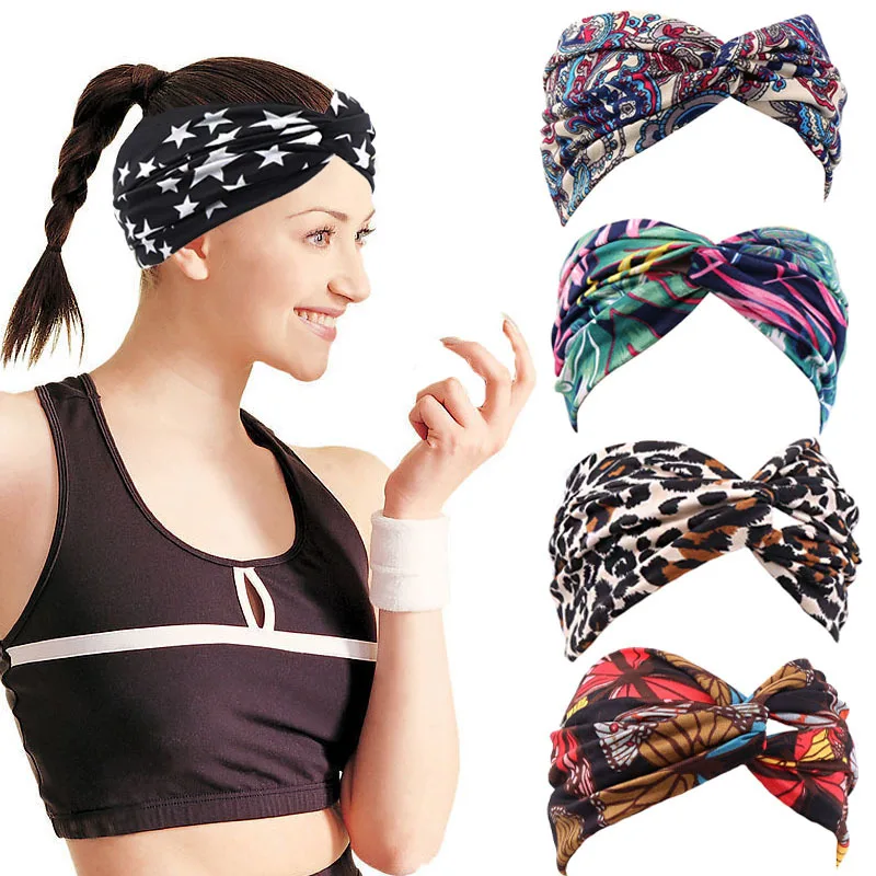 

Woman Yoga Bands Stretch Elastic Bandage Sports Headband Sweatband Bohemian Running Outdoor Sport Headwrap Hair Accessories