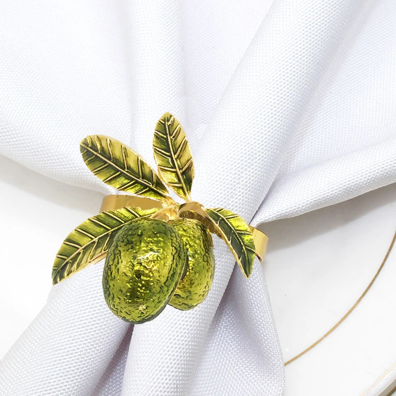 

Olive Green Lemon Napkins Rings Metal Napkin Ring Holder Wedding Christmas Dining Table Party Everyday Use HWC100