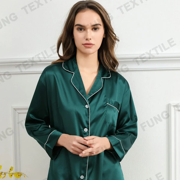 

FUNG 6011 High quality satin sleeping shirts for women long sleeve pajamas pure night dresses for woman night dress gowns