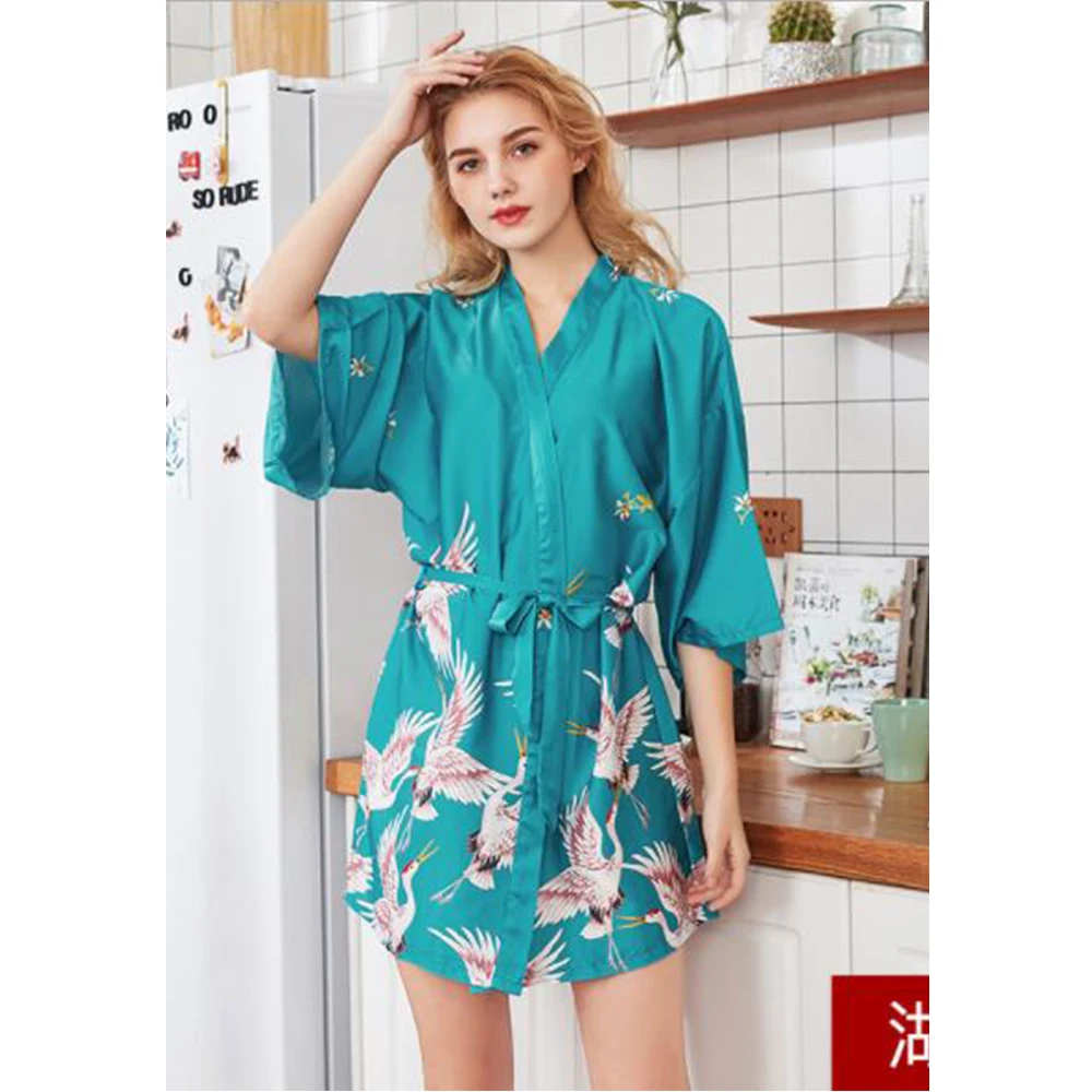 

Women clothing 2021 summer Satin Silk Robes Kimono Bathrobe for Wedding Party Brides Bridesmaids Loungewear, Picture shows