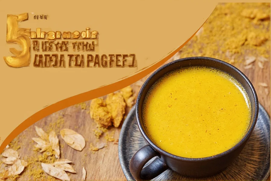 Assortment of turmeric tea variations in different mugs with ingredients displayed