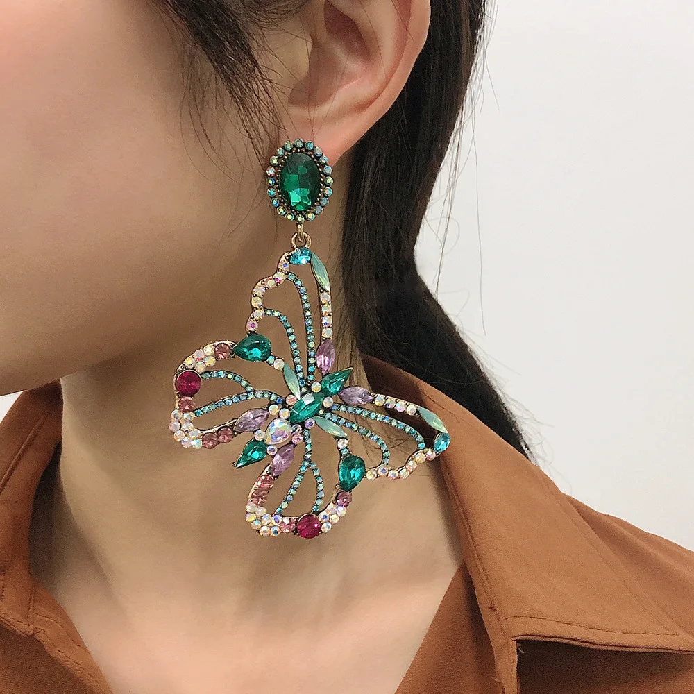 

2021 delicacy style women Olong high quality colorful rhinestones butterfuly designs with price factory directly, Gold