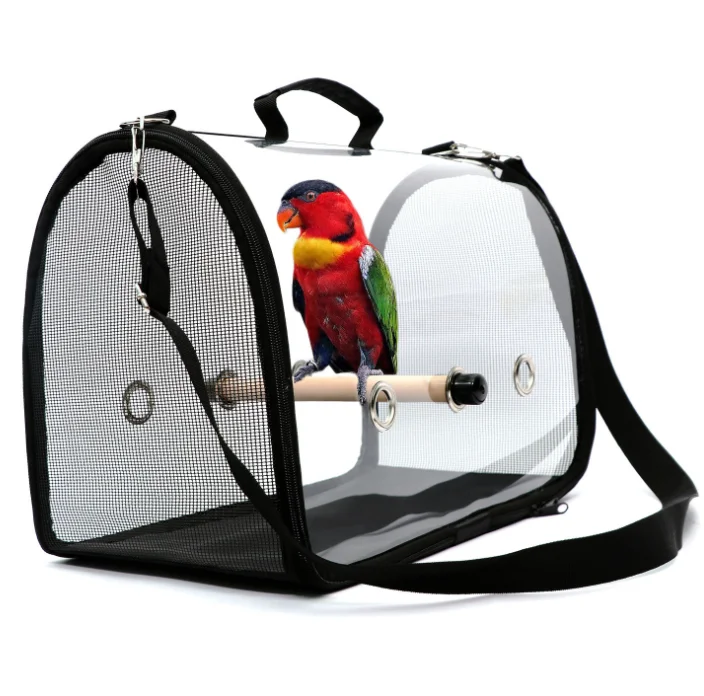 

amazon Birdcage Breathable travel out hand handbag shoulder portable animal villa PVC transparent parrot pigeon Bird carrier bag, Customized color