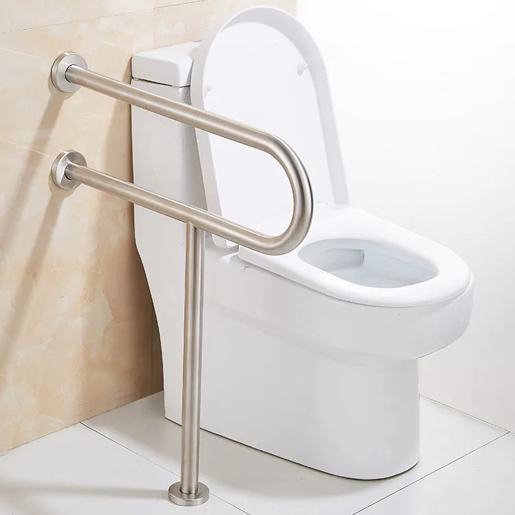safety-bathroom-grab-bars-7W001-brushed-stainless-single-side-wall-floor-anchor-beige-tile-toilet