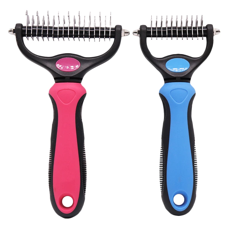 

deshedding brush self cleaning slicker deshedding tool pet grooming bath brush hair remover combs wholesale, Blue,rose red