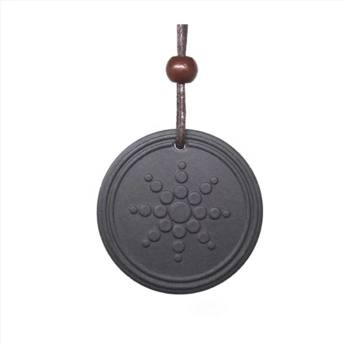 

Japan Quantum Volcanic Lava Stone Bio Energy Pendant Scalar Energy stone pendant high negative ion quantum pendant, Black