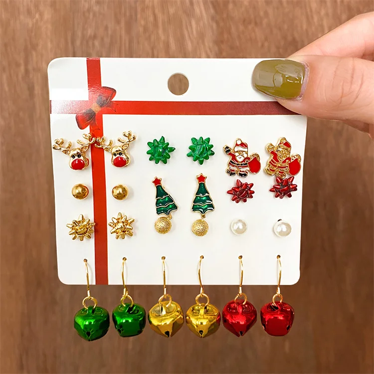 

VKME Christmas Drop stud Earrings Sets For Women Snowflake Hoop Earring Santa Christmas Festival New Year Gift