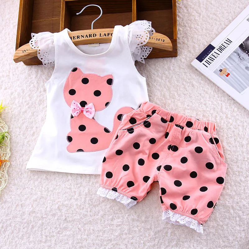 

2pcs baby clothing sets children lace T-shirt shorts suit boy infant casual pullover pants cute little toddler girl kid clothes