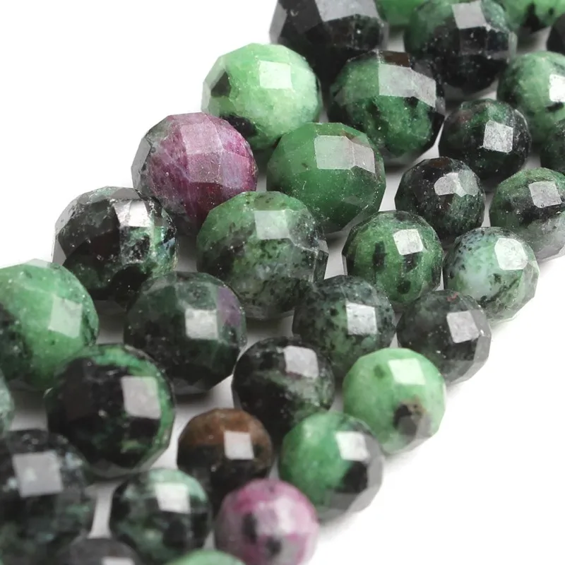 

Natural 7.5Inch Faceted Green Rubys Zoisite Stone Beads 6MM/8MM Loose Spacer Beads for Jewelry Making