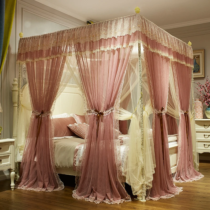 2019 New Design Fashion Girls Lace Princess Large Space Long Lasting Square Mosquito Net Bed Curtain ori-width=