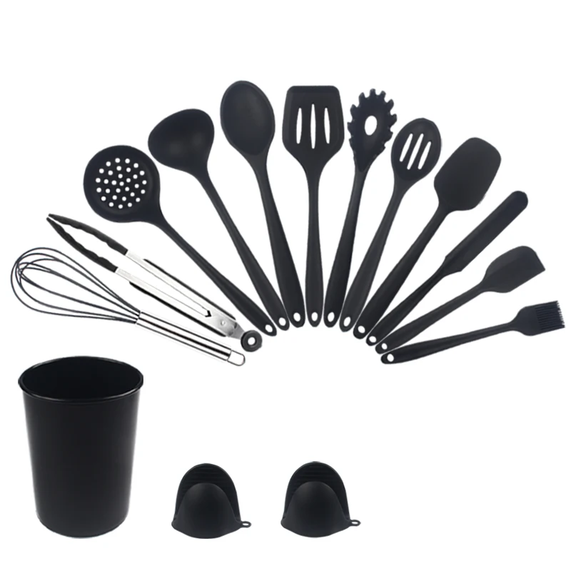 

Factory wholesale 15 piece Silicone Cooking Baking Kitchen Utensils Set With Spatula Brush