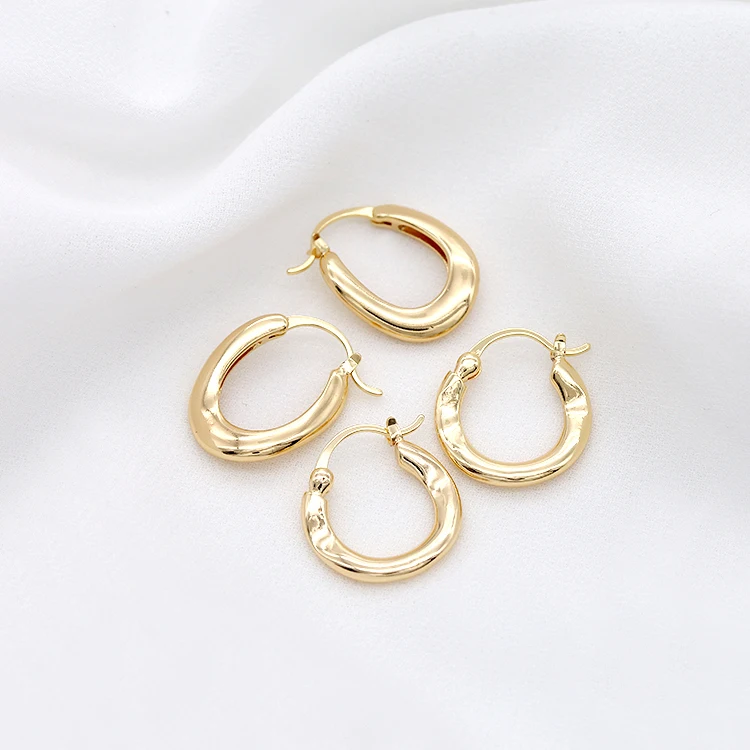

Simple Design 14K Gold Plated Brass Hoop Earrings