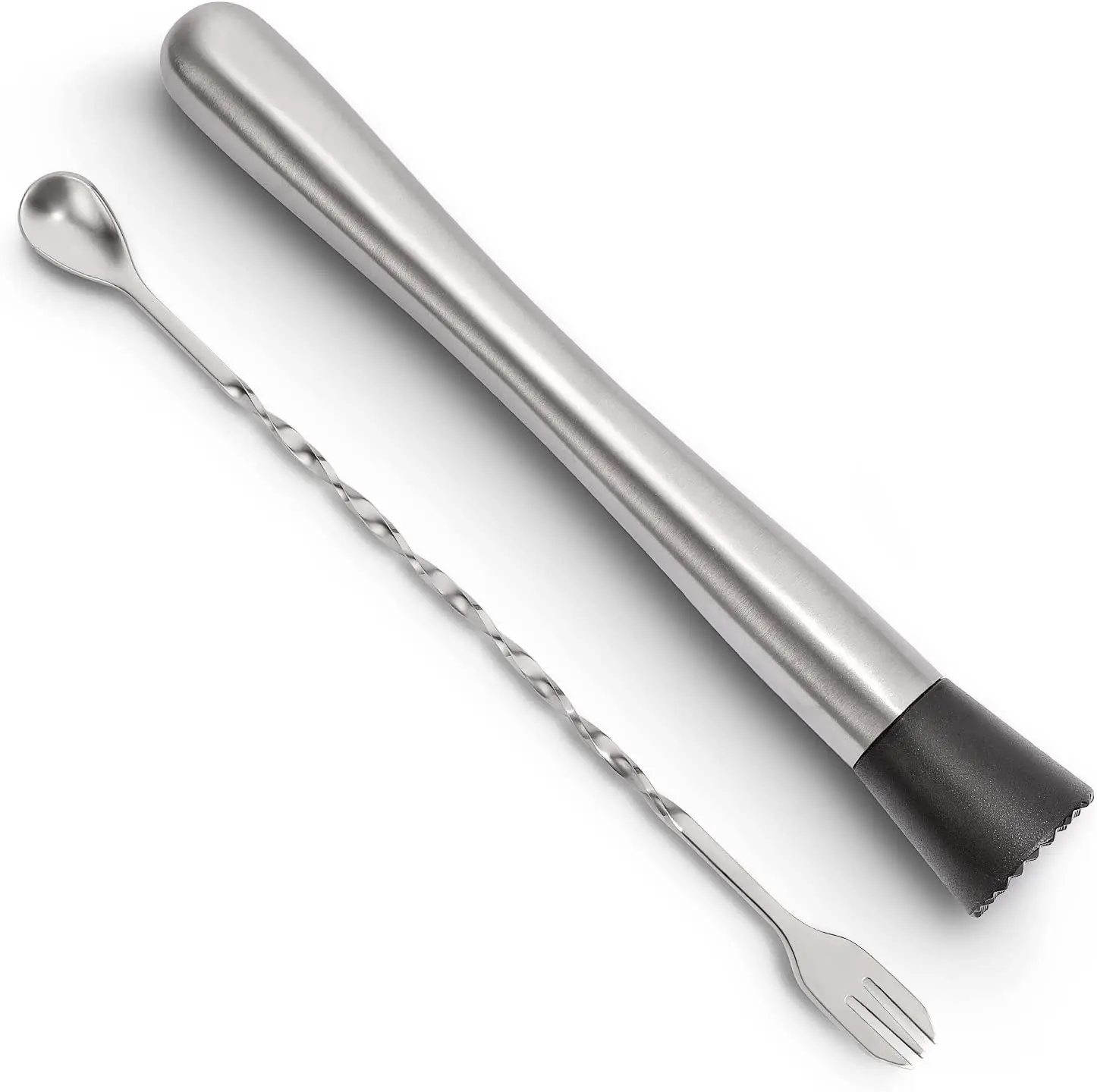 

Home Bar Tool Set  Stainless Steel Cocktail Muddler and Mixing Spoon Set for Making Cocktails, Silver