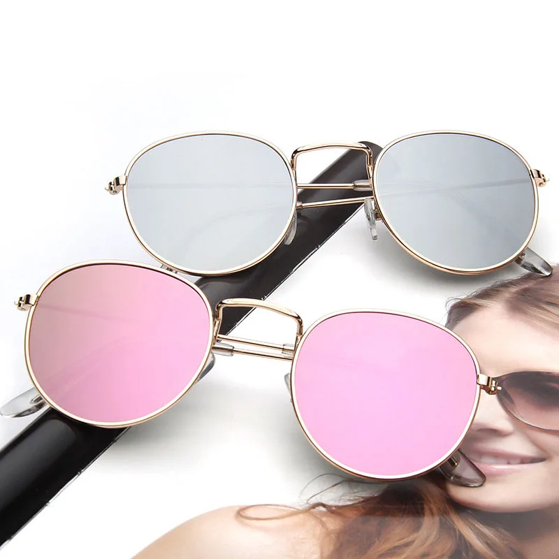 

2021 Newest fashion men women round frame colorful reflective lenses sunglasses wholesale custom shade sun glasses