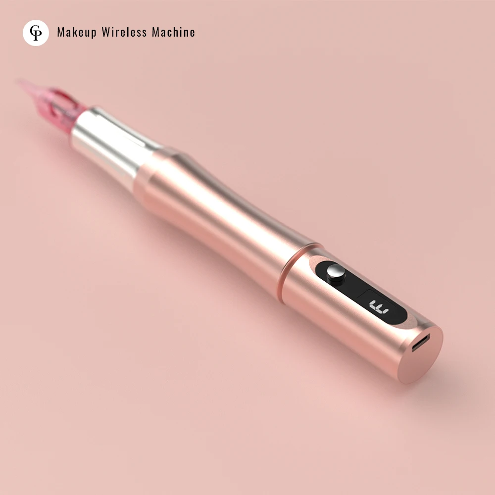 

New Professional Factory OEM Battery Wireless Tattoo Pen PMU Machine Permanent Makeup Microblading Eyebrow Tattoo Kit, Rose golden