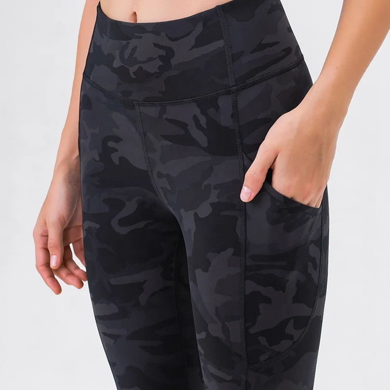 

HOPEUP Yoga clothing fitness Pants Running Tights Pockets Fitness Leggings, Ming blue/dew green/deep crimson/lilac grey/camo black/black