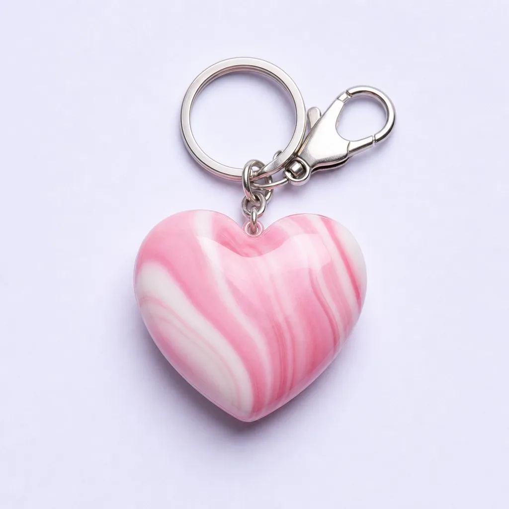 Strawberry Marble Heart Candy Keychain