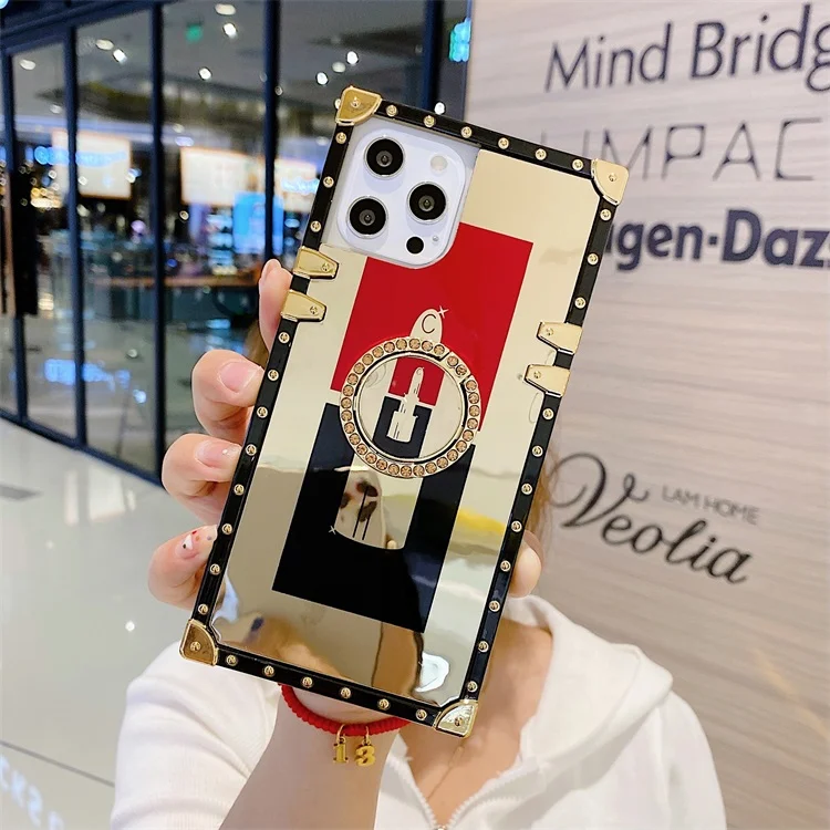 

Dropshipping Agent Luxury Brand Square Mirror Lipstick Ring stand Cell Mobile Phone Case For Iphone11 11pro 11promax 12 12pro, Multi-color