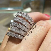 

Wuzhou foxi jewelry clear white cz diamond trendy fashion rings silver