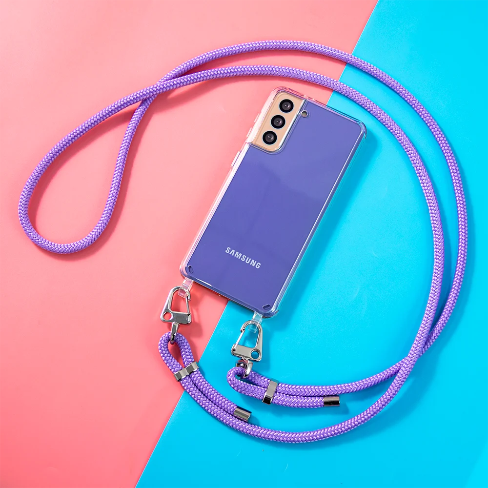

2021 New hot Detach Neck String Transparent Anti-scratch Acrylic Crossbody Shock Mobile Phone Case For iPhone 13