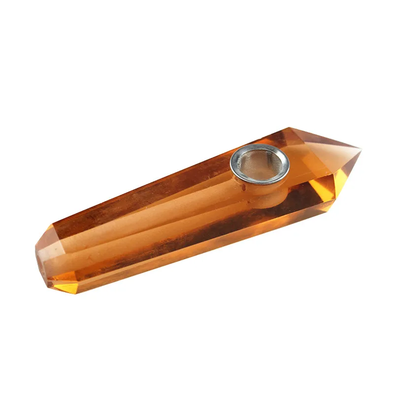 

Overall polishing yellow glass quartz pipe crystal smoking pipe, Colorful