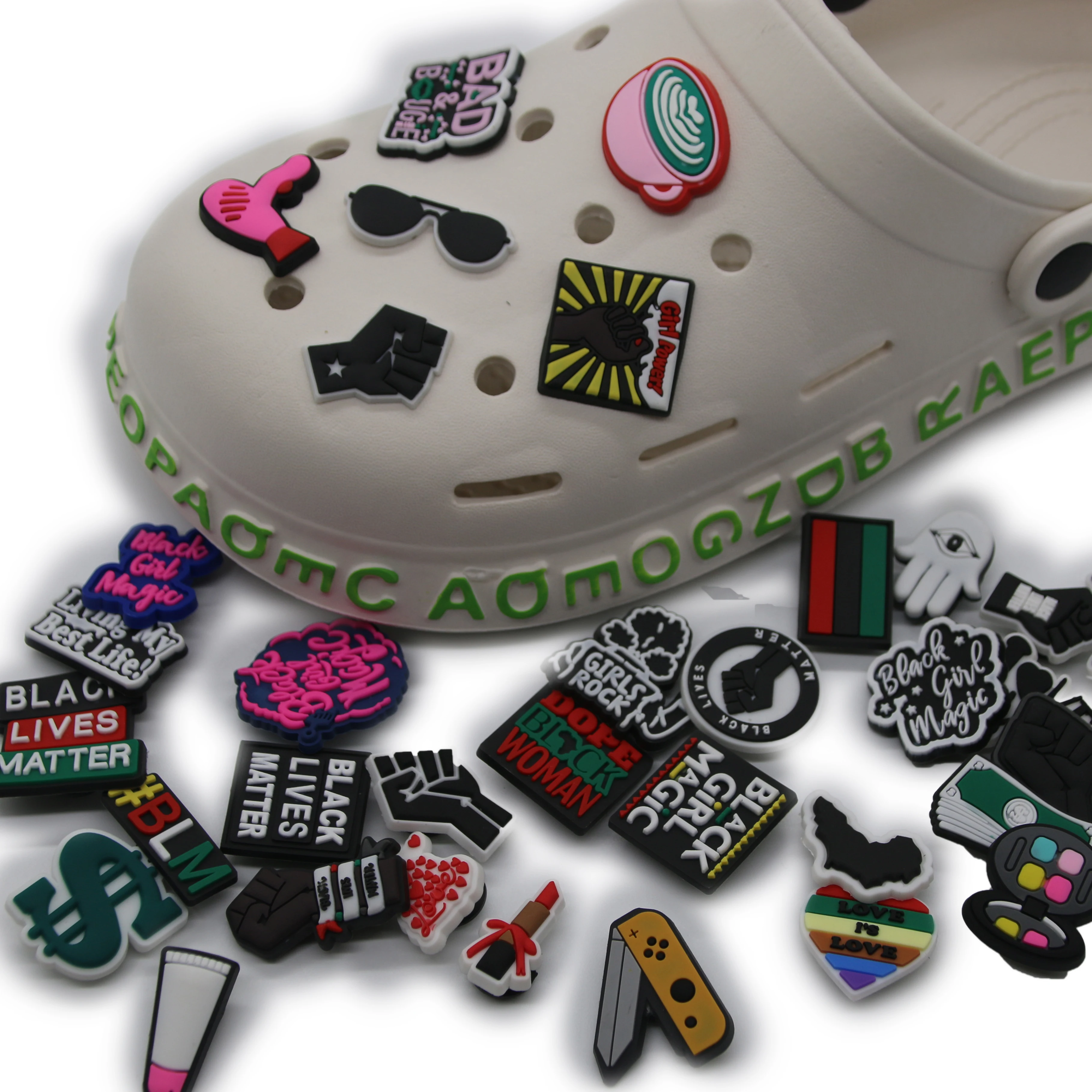 

Custom Wholesale Accessories Assorted Designs Available Promotional Shoes Decoration Charm Shoe Decoration Pvc Croc Charms, Customized color